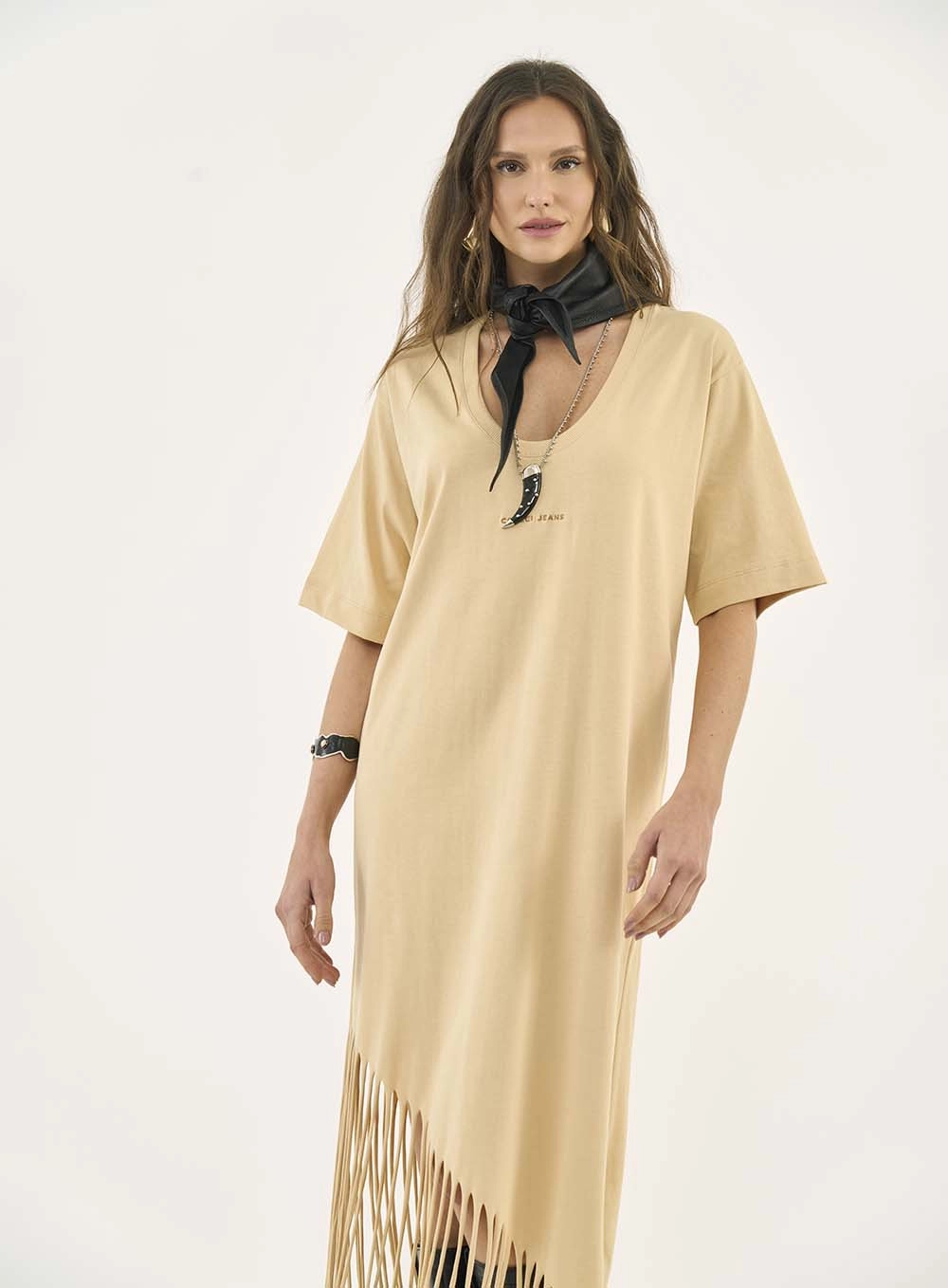 Vestido Malha 1 Feminino Colcci Jeans Bege