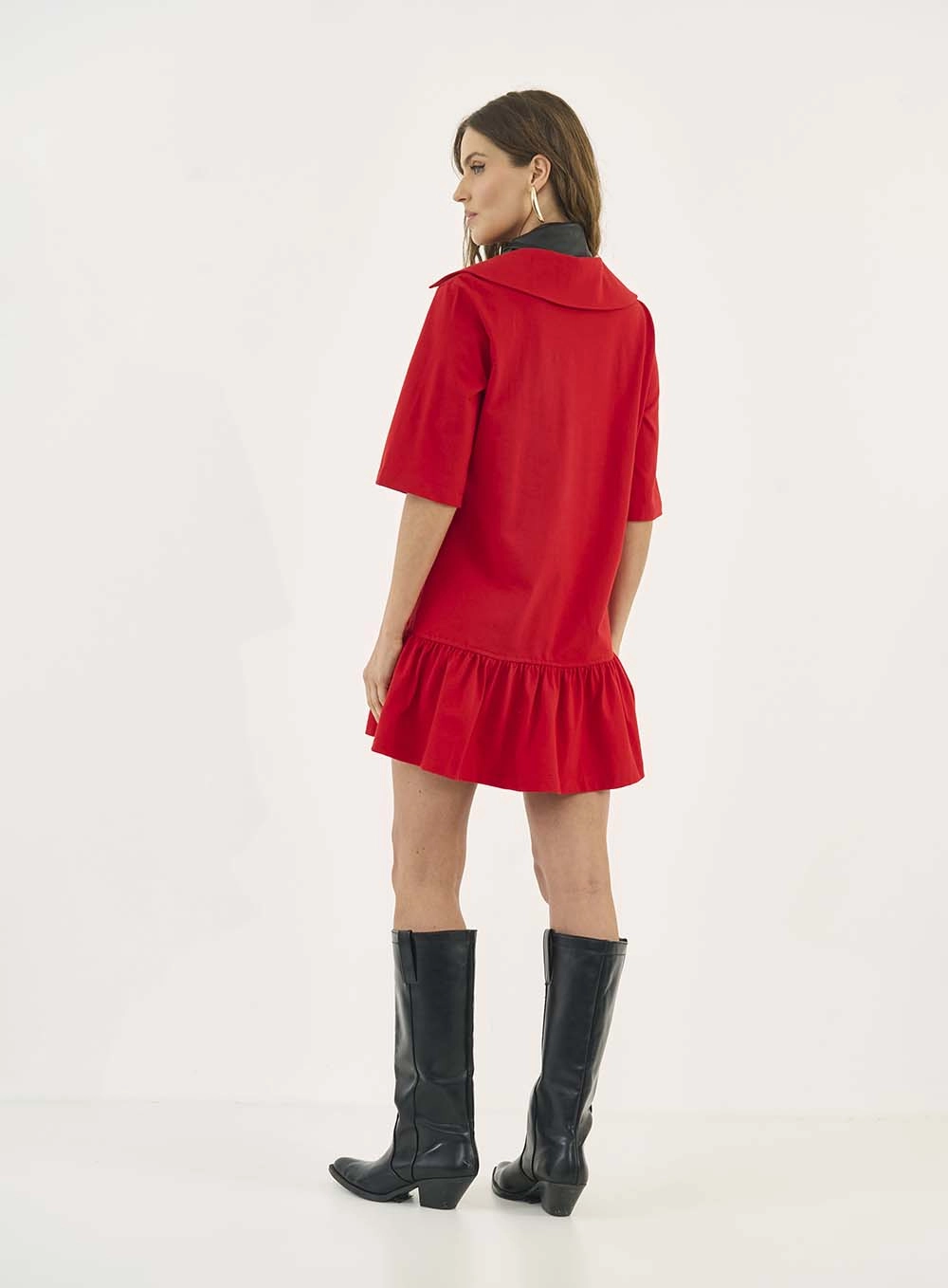 Vestido Comfort Manga Curta Vermelho