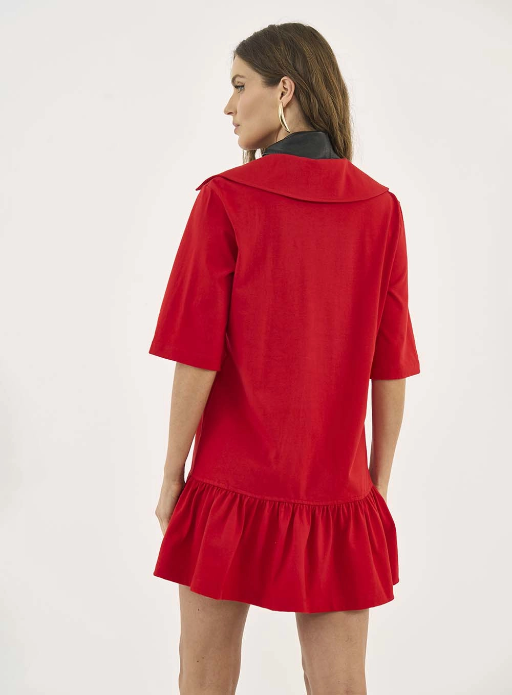 Vestido Comfort Manga Curta Vermelho