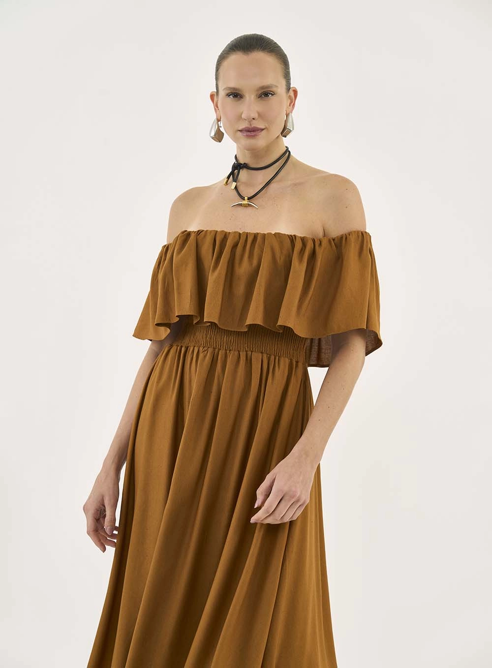 Vestido Linho Marrom