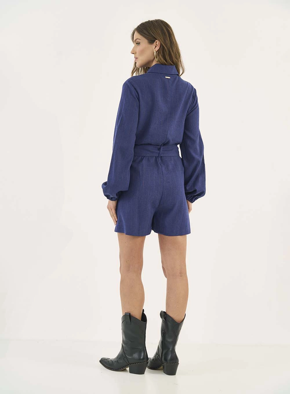 Macacao Tecido Plano 1 Feminino Colcci Jeans Azul