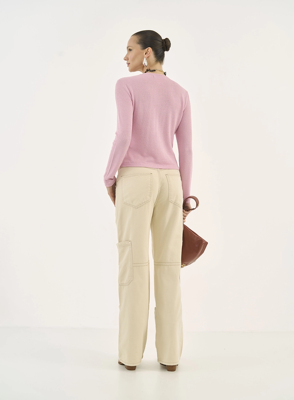 Cardigan Canelado Western Pink Rosa
