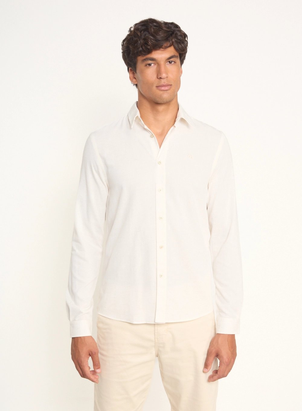 Camisa Masculina Manga Longa Com Botões Off Shell