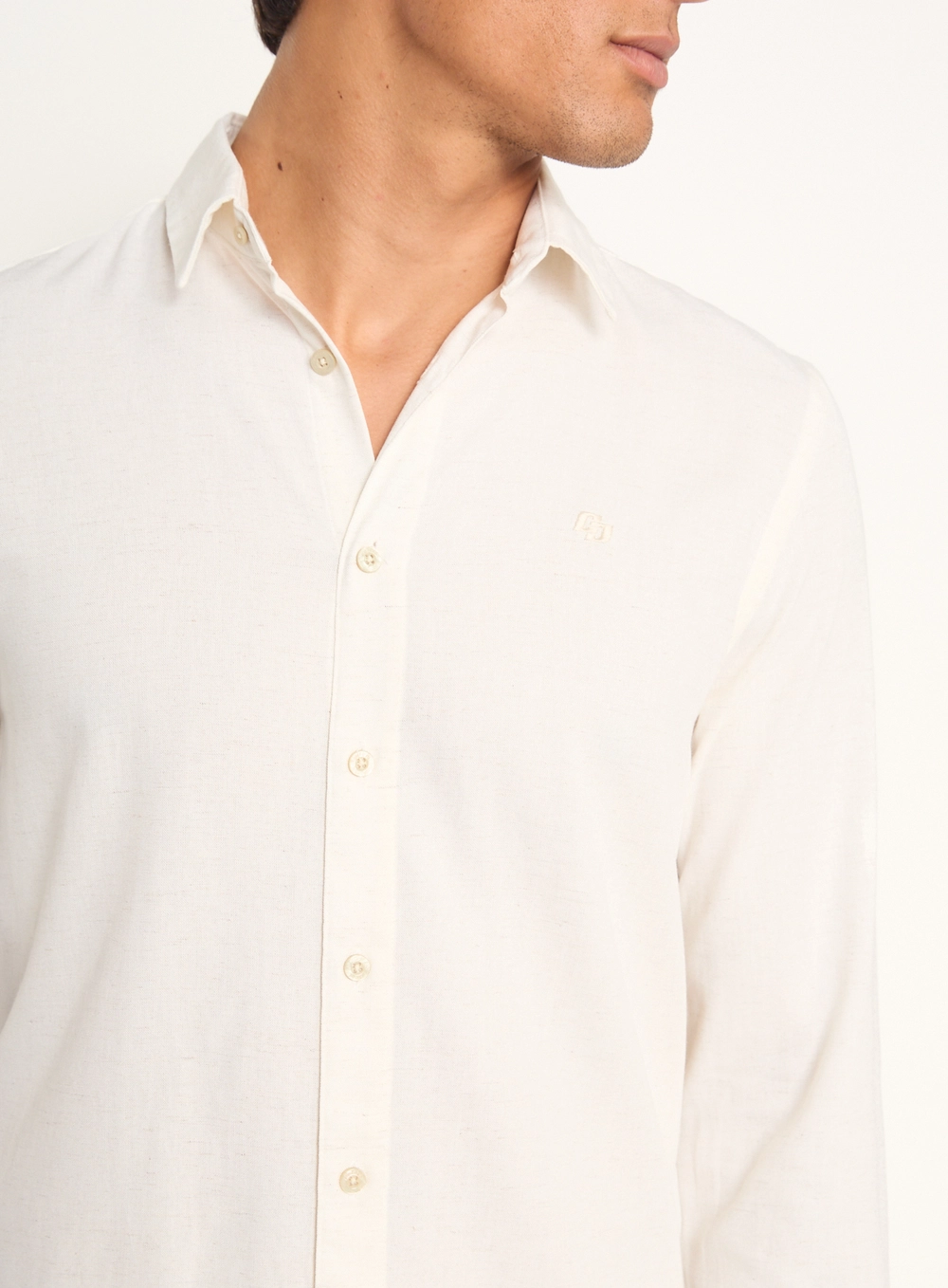 Camisa Masculina Manga Longa Com Botões Off Shell