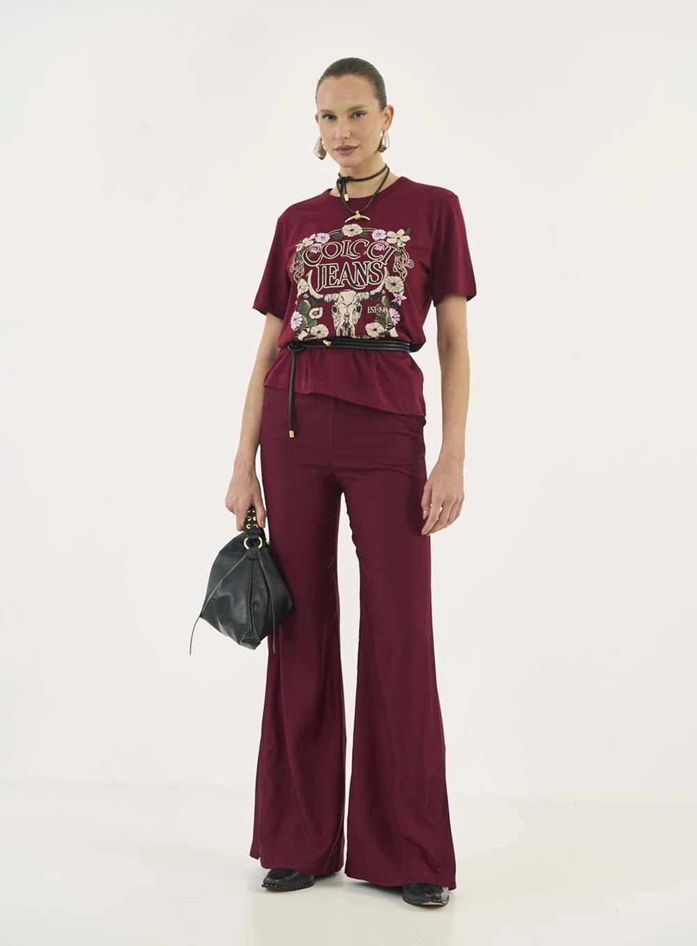 Calca Tecido Plano  Feminino Colcci Jeans Bordô
