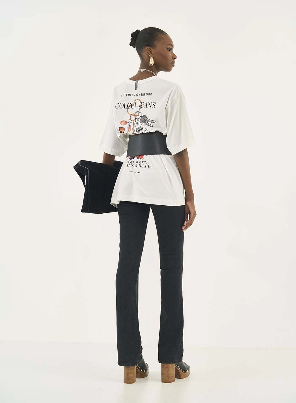 Calça Jeans Reta  Nova York Com Detalhe Puído Indigo Preto