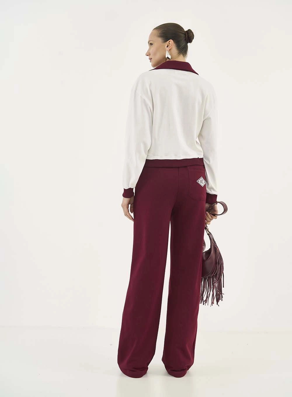 Calça Moletom Cós Elástico Bordô