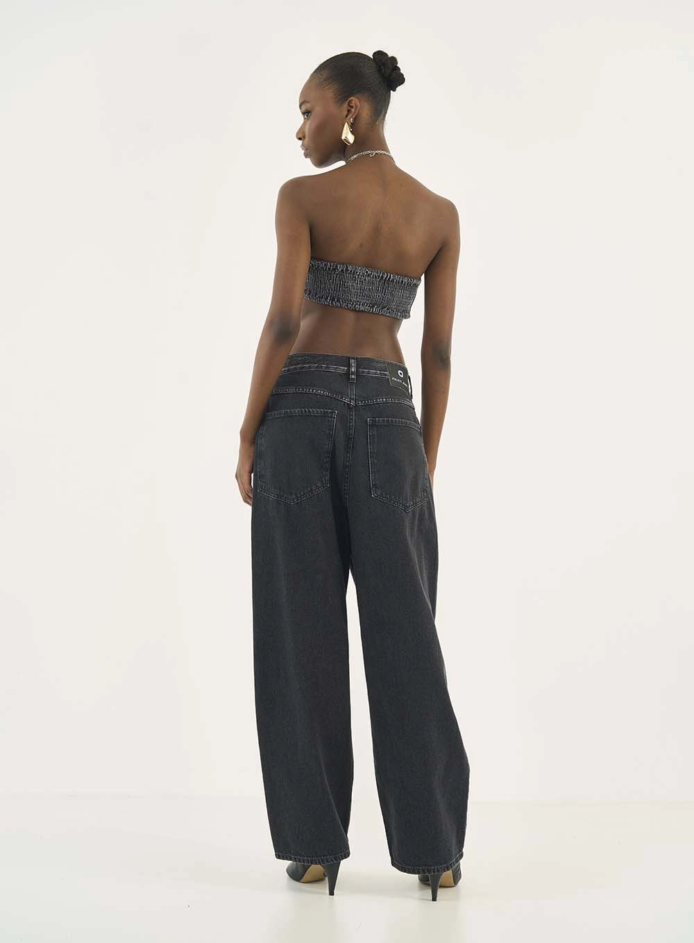 Calça Jeans Wide Leg Baggy Indigo Preto