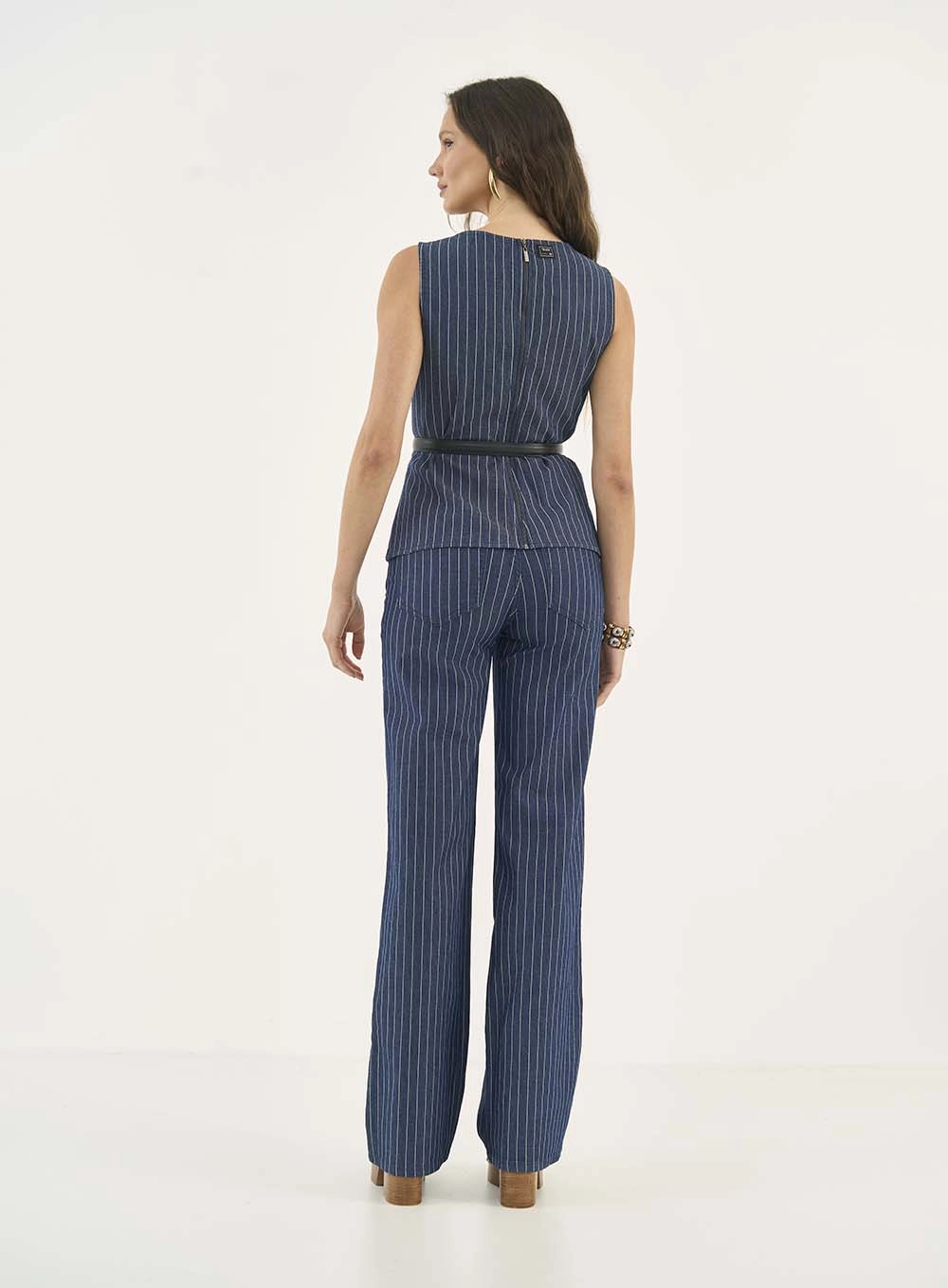Calça Listrada Berlim Reta Estampados