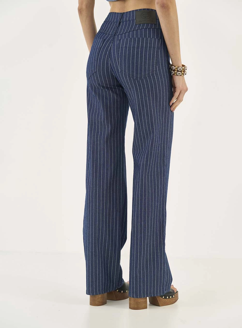 Calça Listrada Berlim Reta Estampados