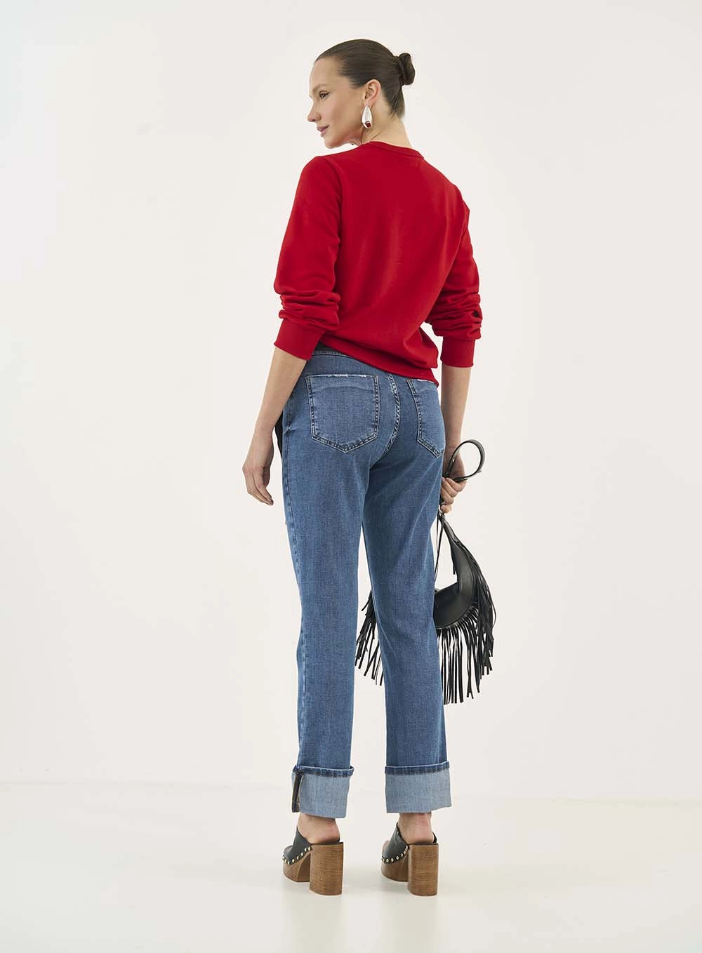 Calça Jeans Roma Stretch Com Dobra Índigo