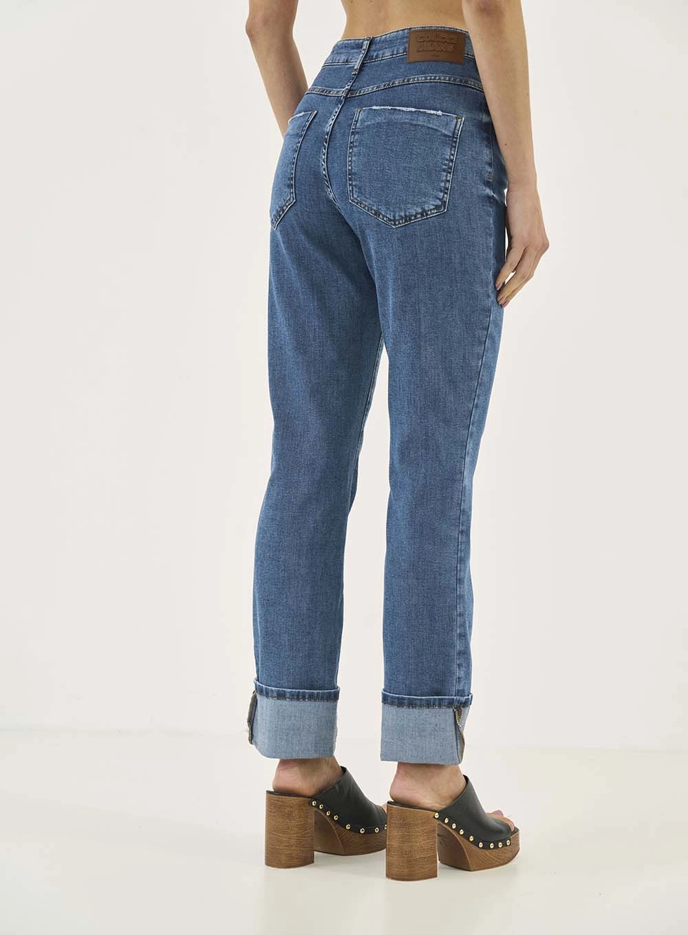 Calça Jeans Roma Stretch Com Dobra Índigo