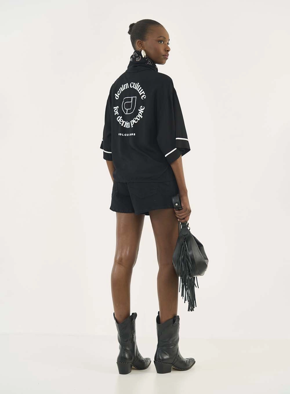 Short Jeans Solto Dubai Indigo Preto