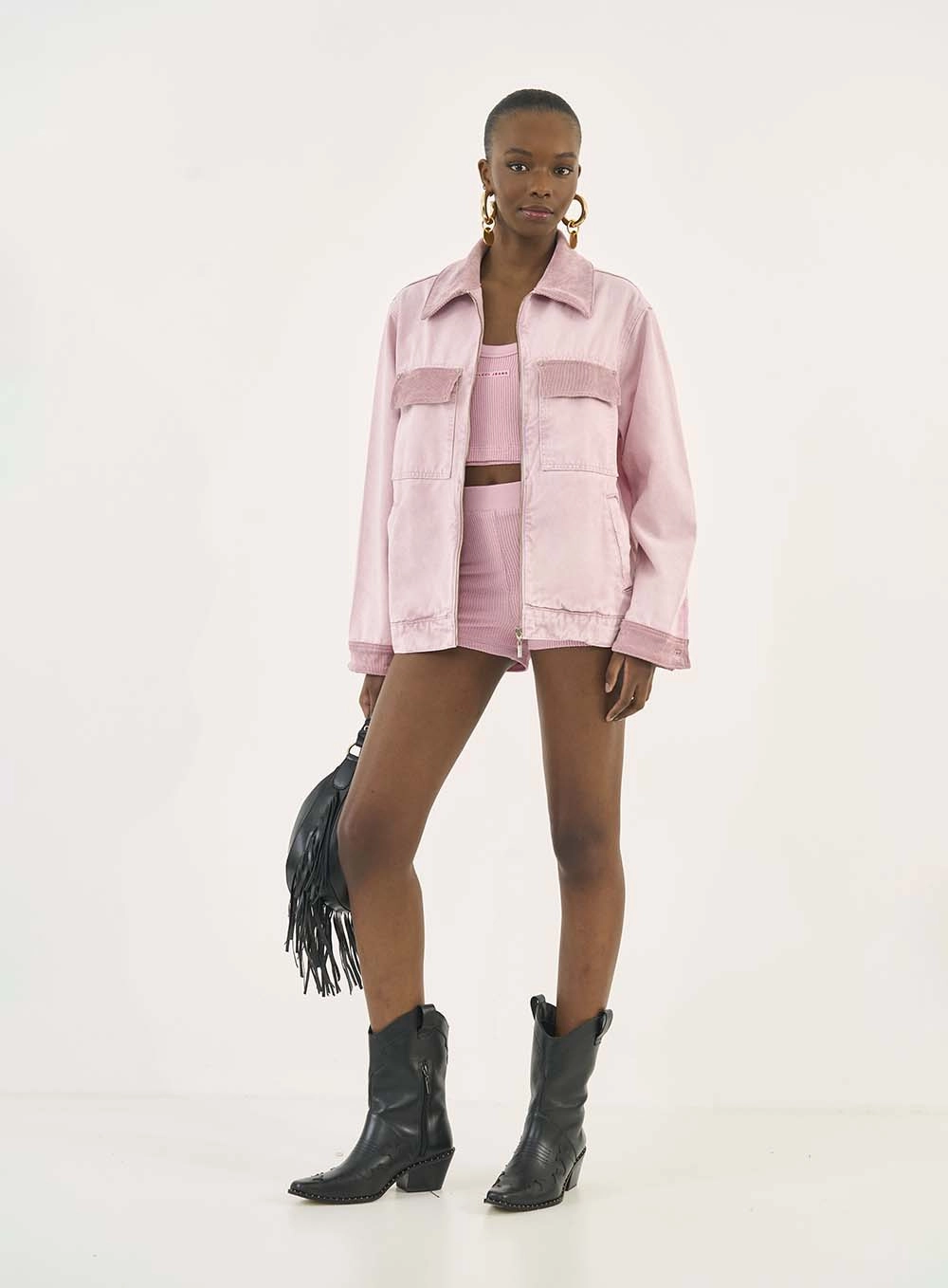 Short Slim Cós Com Elástico Rosa