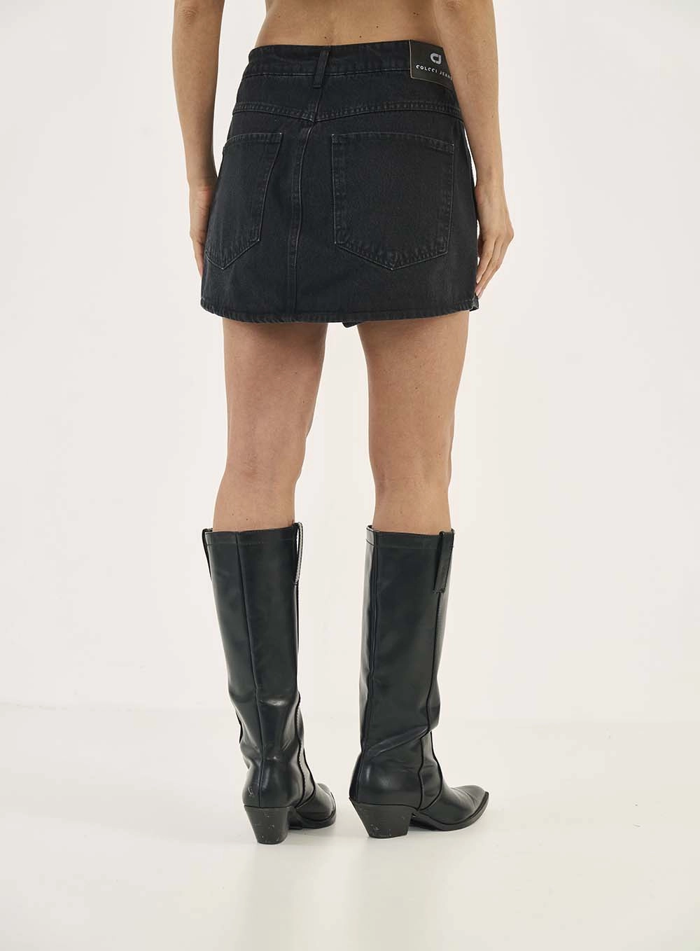 Short- Saia Jeans Cancun Com Aplicação Indigo Preto