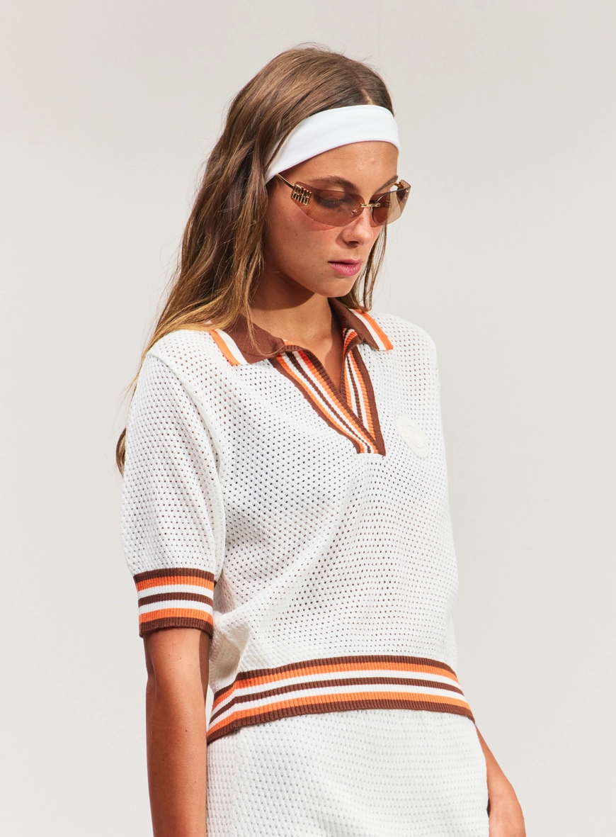 Camisa Polo Com Textura E Detalhes Listrados