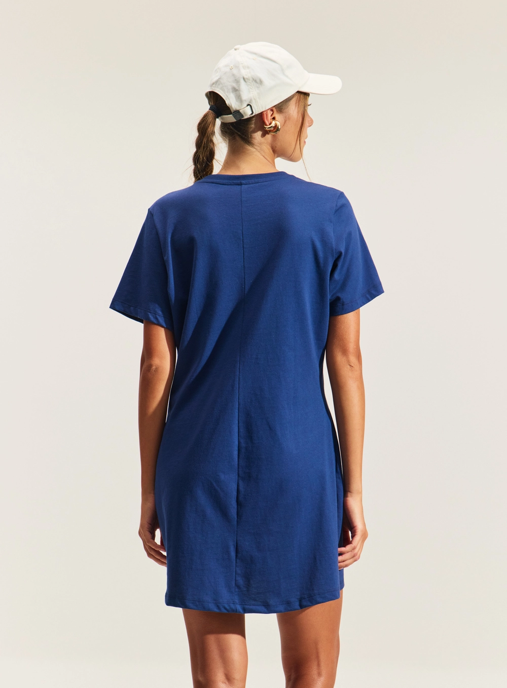 Vestido Com Estampa E Mangas Curtas Azul