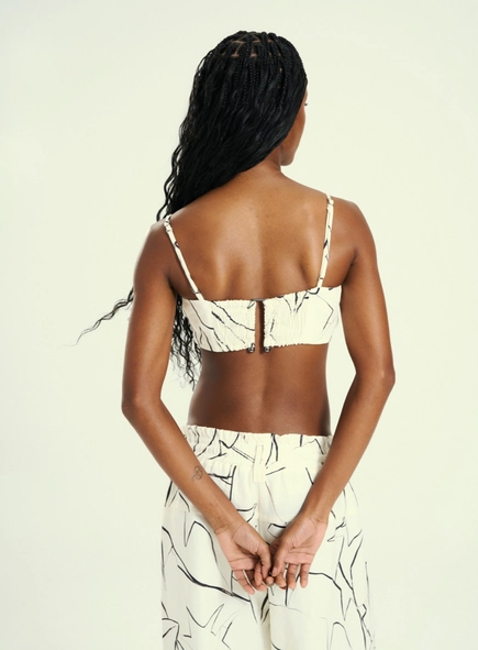 Top Cropped Estampado Com Nó