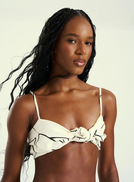 Top Cropped Estampado Com Nó