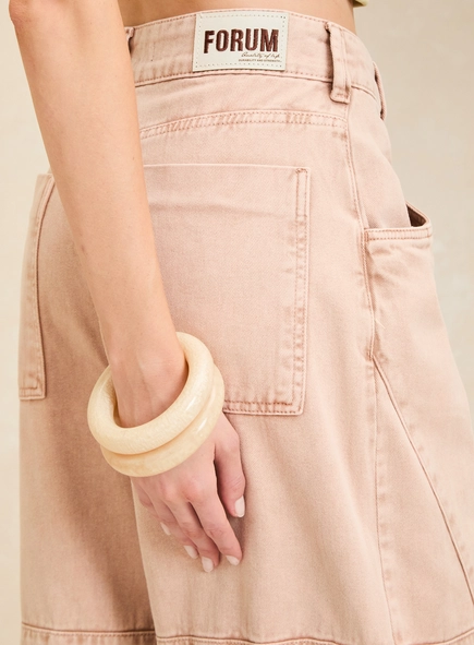 Calça Sarja Baggy Bolso Cargo Feminina