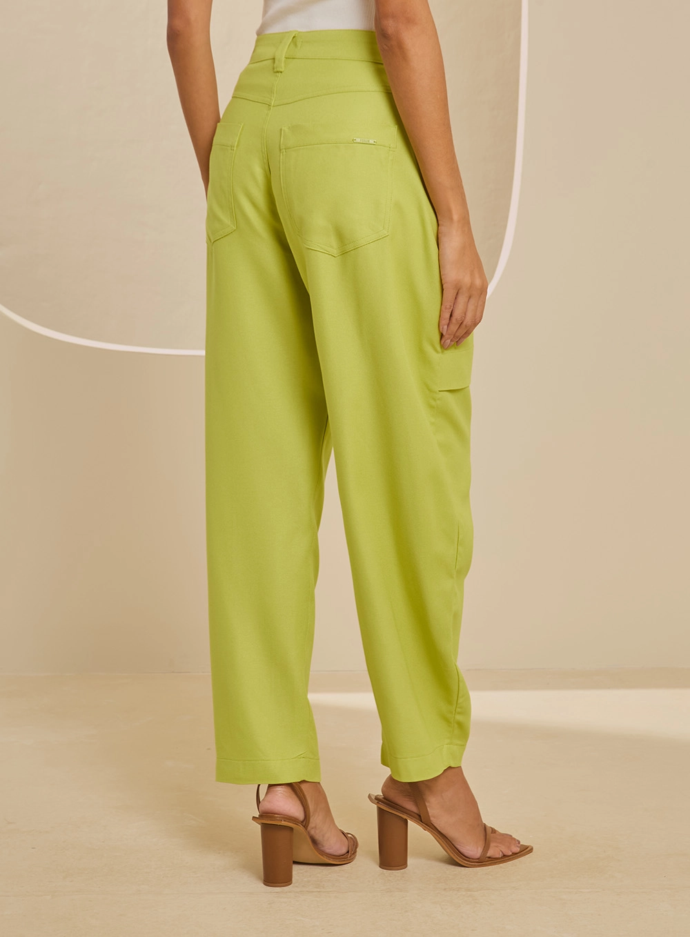 Calça Alfaiataria Slouchy Feminina Cintura Alta Verde 2