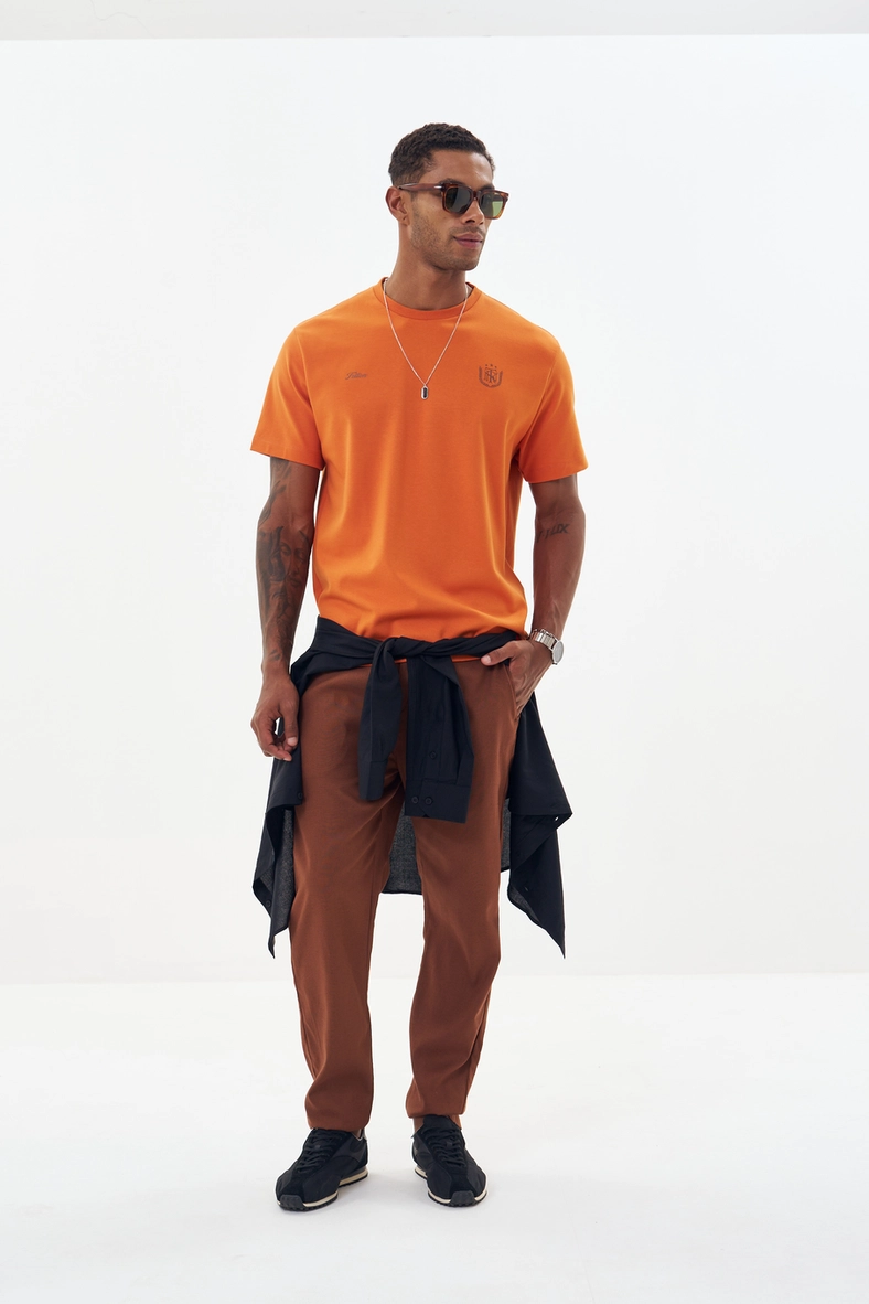 Calça Masculina Alfaiataria Linho Marrom 1