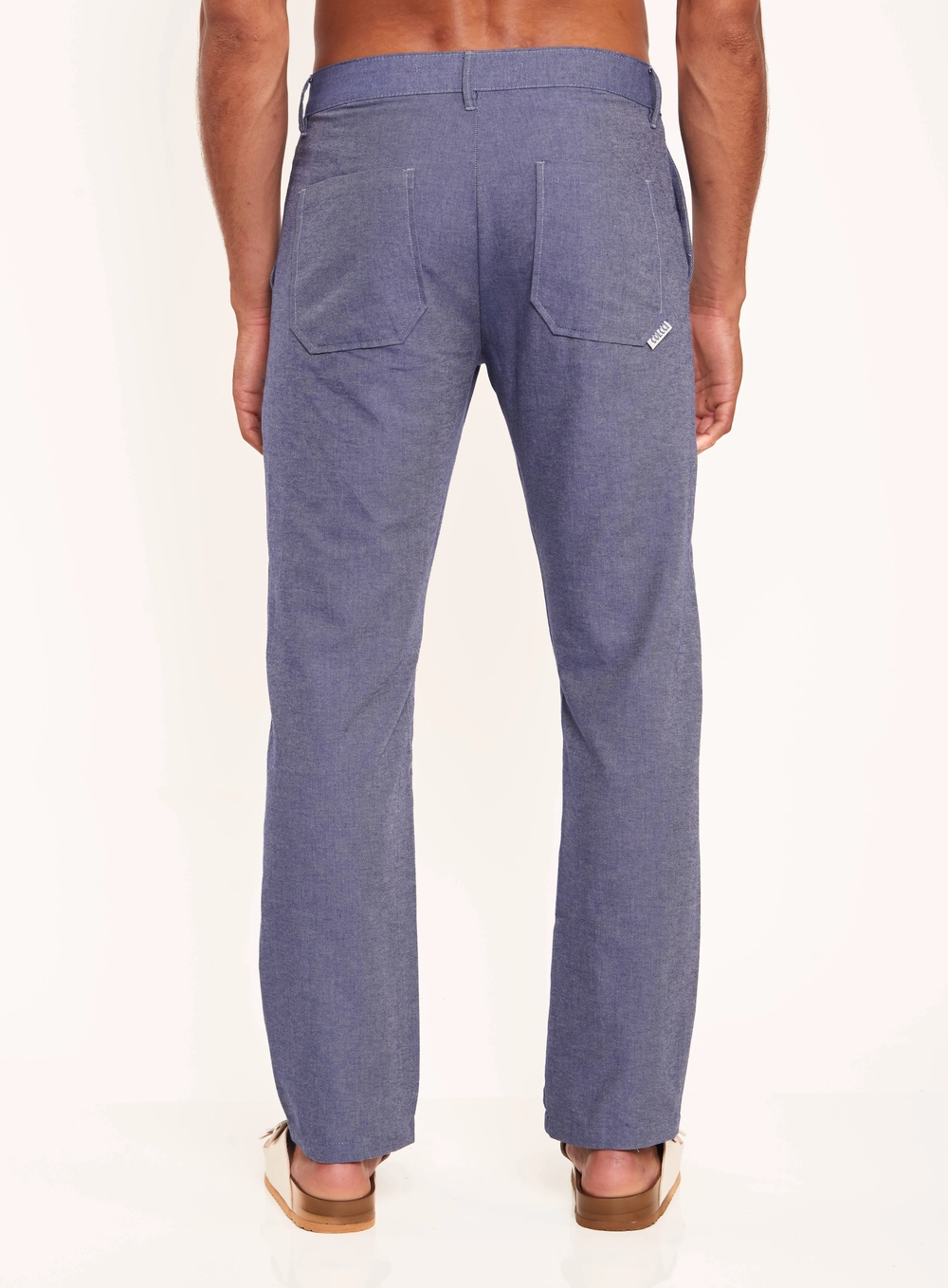 Calça Masculina Reta Com Textura E Bolsos Azul