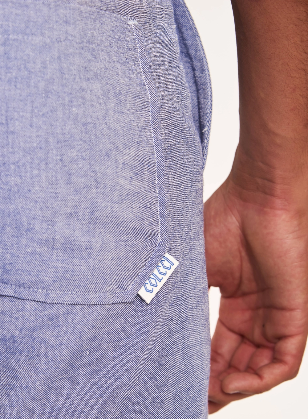 Calça Masculina Reta Com Textura E Bolsos Azul