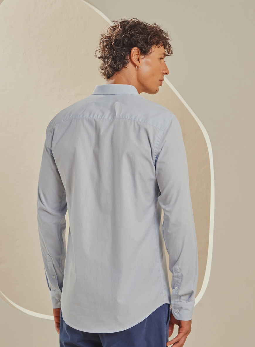 Camisa Masculina Slim Fit Azul