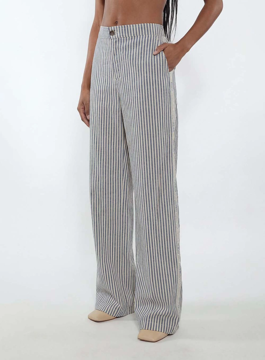 Calça Alfaiataria Feminina Loose Fit Listrada Estampados 3