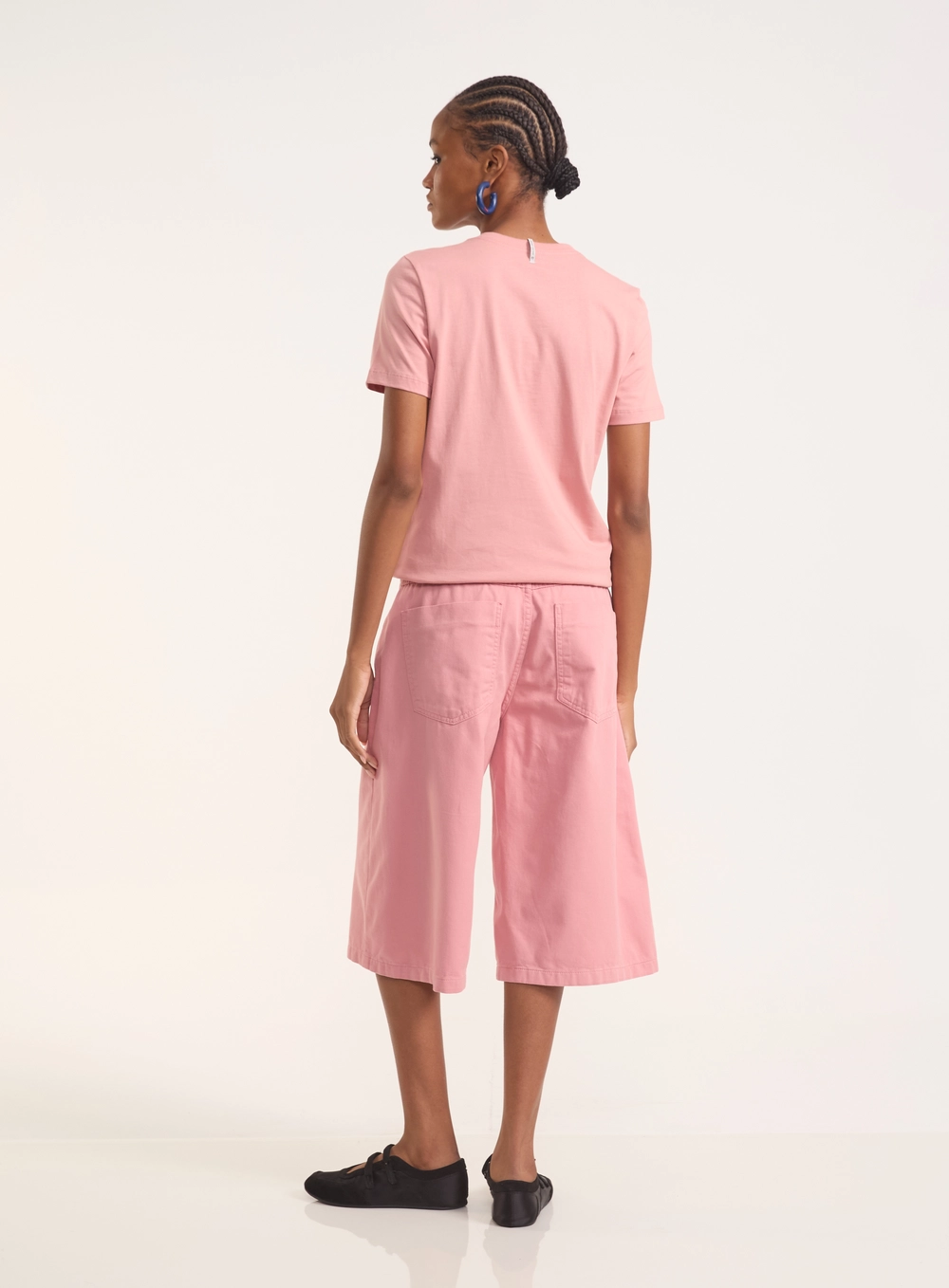Bermuda Cancun Wide Leg Com Cintura Alta Rosa
