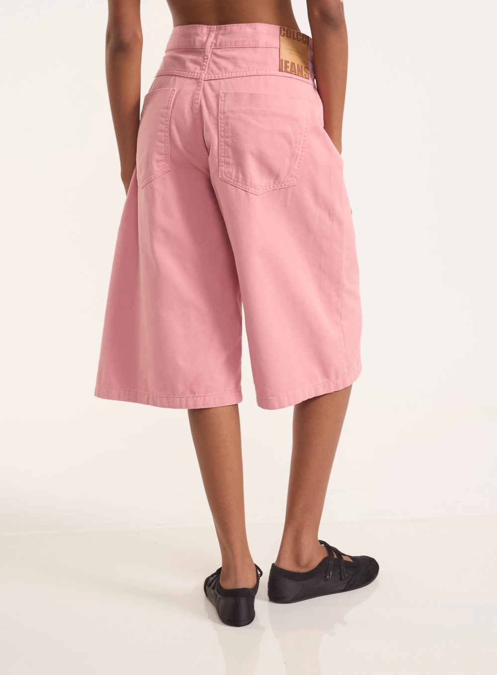 Bermuda Cancun Wide Leg Com Cintura Alta Rosa