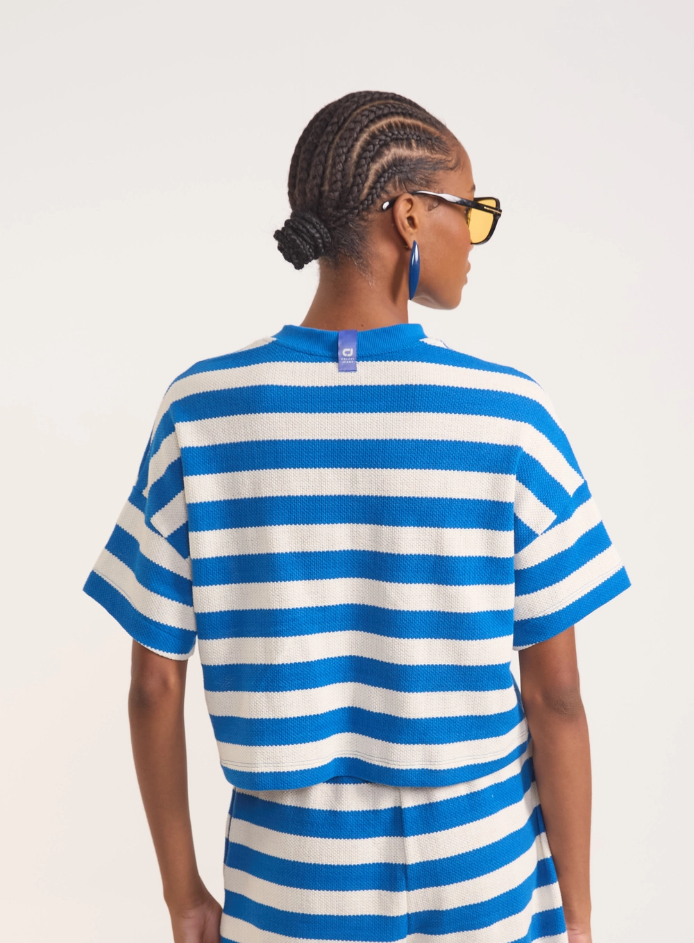 Camiseta Boxy Stripes Textured Com Bordado Estampados