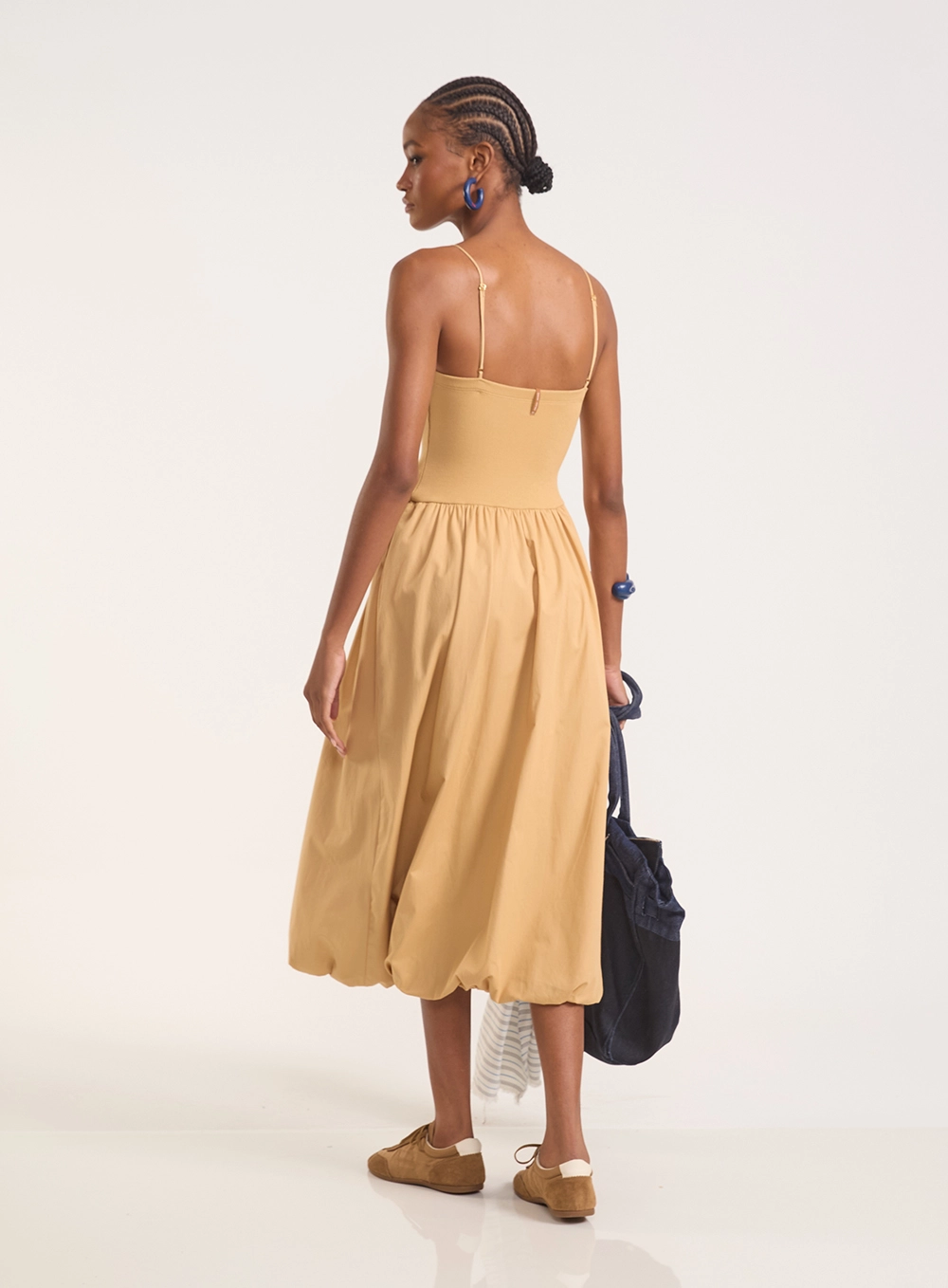 Vestido Midi Bustier Balloon Bege