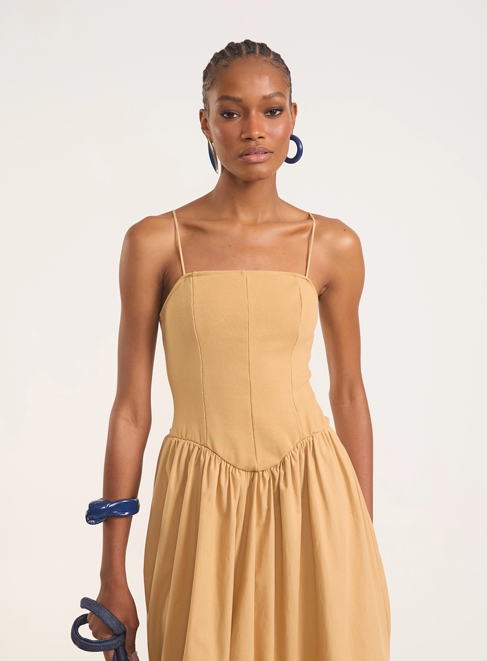 Vestido Midi Bustier Balloon Bege