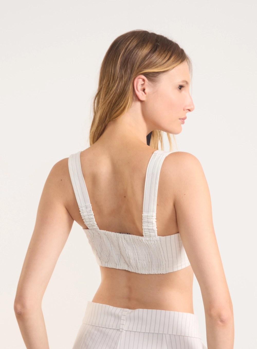 Top Cropped Risca De Giz Com Lastex Estampados
