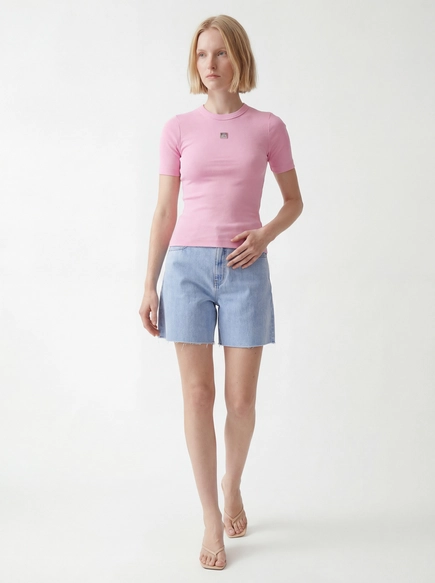 Blusa Slim Canelada Manga Curta