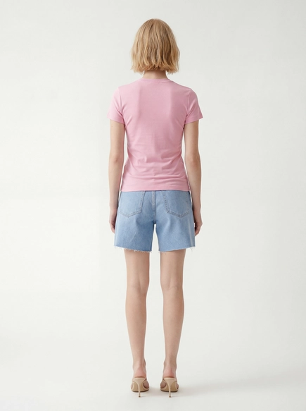 Blusa Slim Canelada Manga Curta