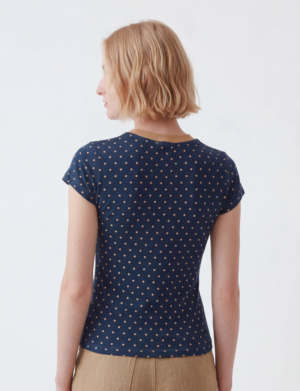 Camiseta Feminina Baby Look - Poá Navy Estampados 2