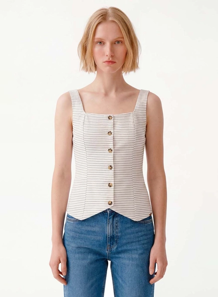 Blusa Slim Alfaiataria Listrada