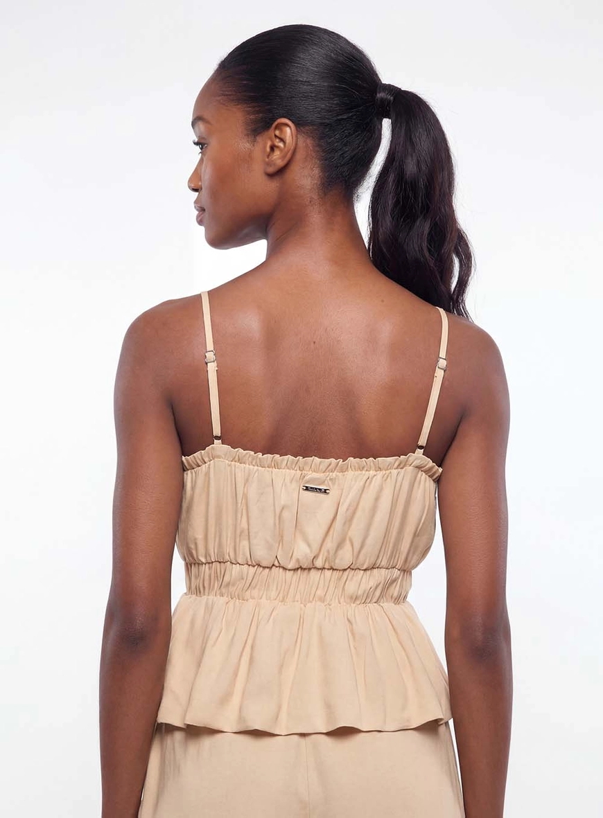 Blusa Balonê Com Franzido Bege 2