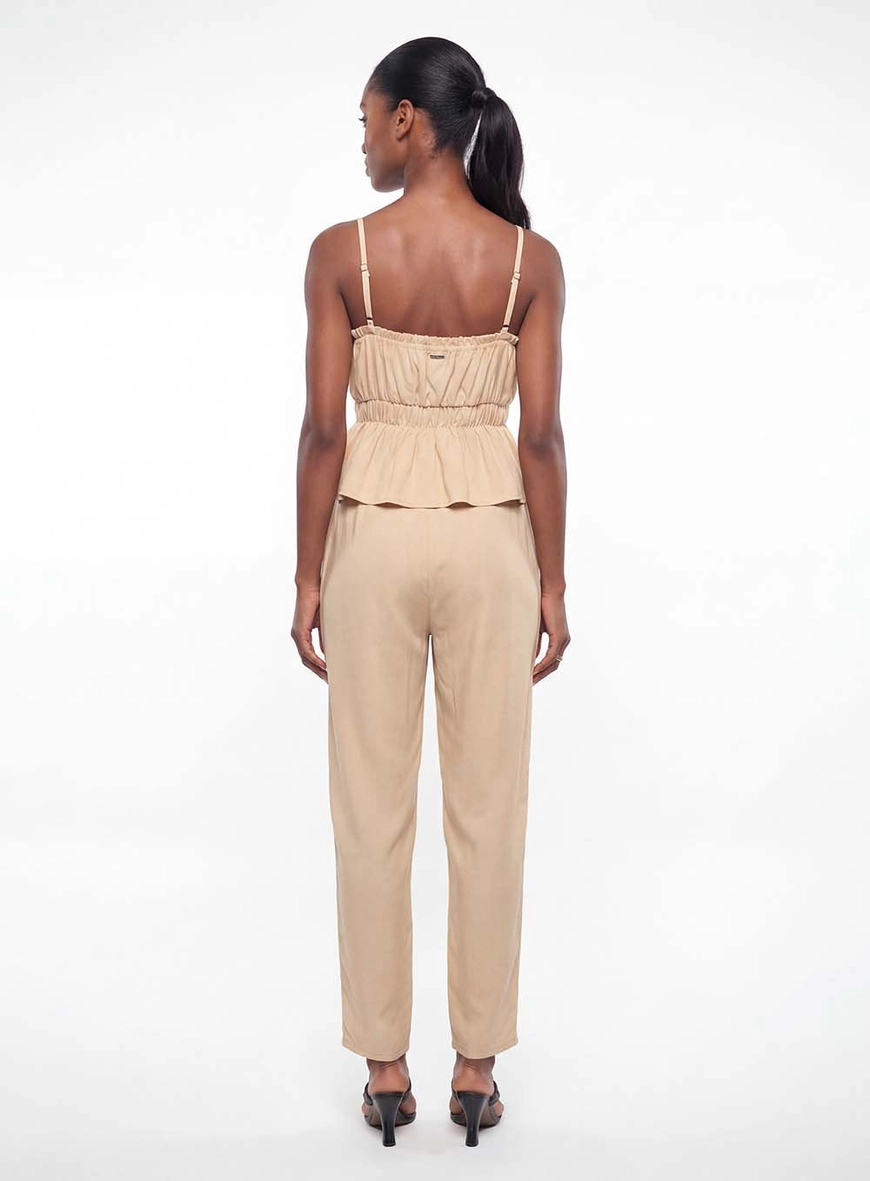 Blusa Balonê Com Franzido Bege 3