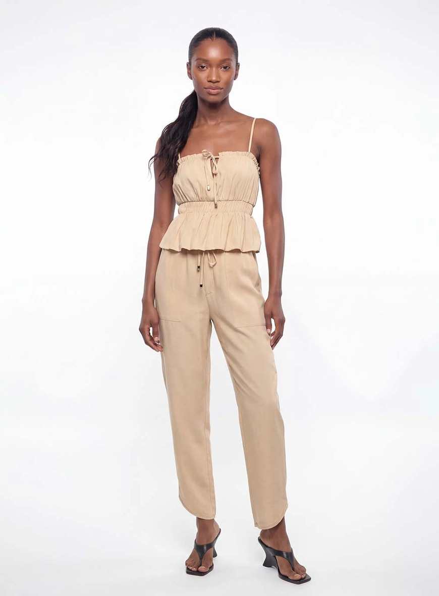 Blusa Balonê Com Franzido Bege 4