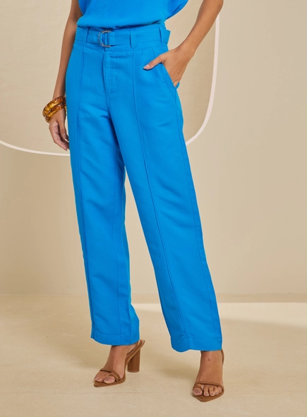 Calça Alfaiataria Feminina Reta Com Cinto