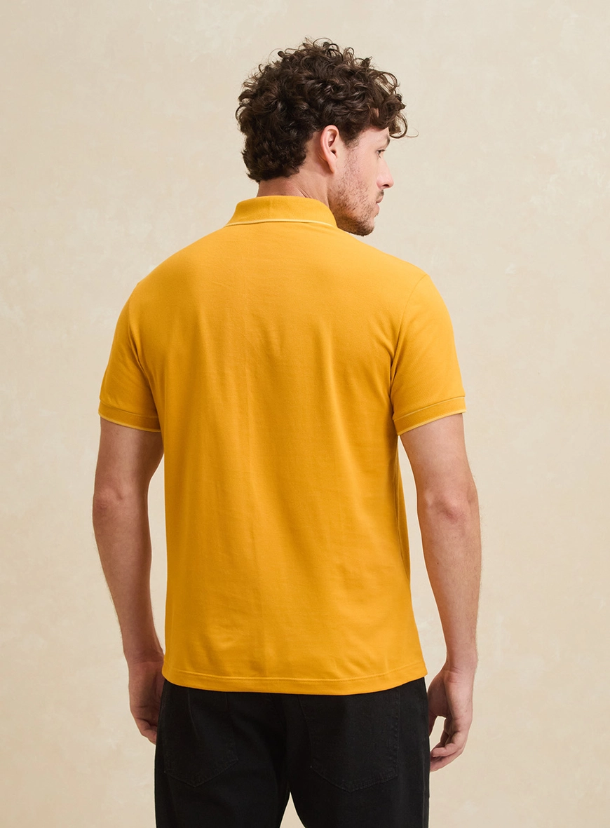 Polo Masculina Muscle Com Frisos Amarelo