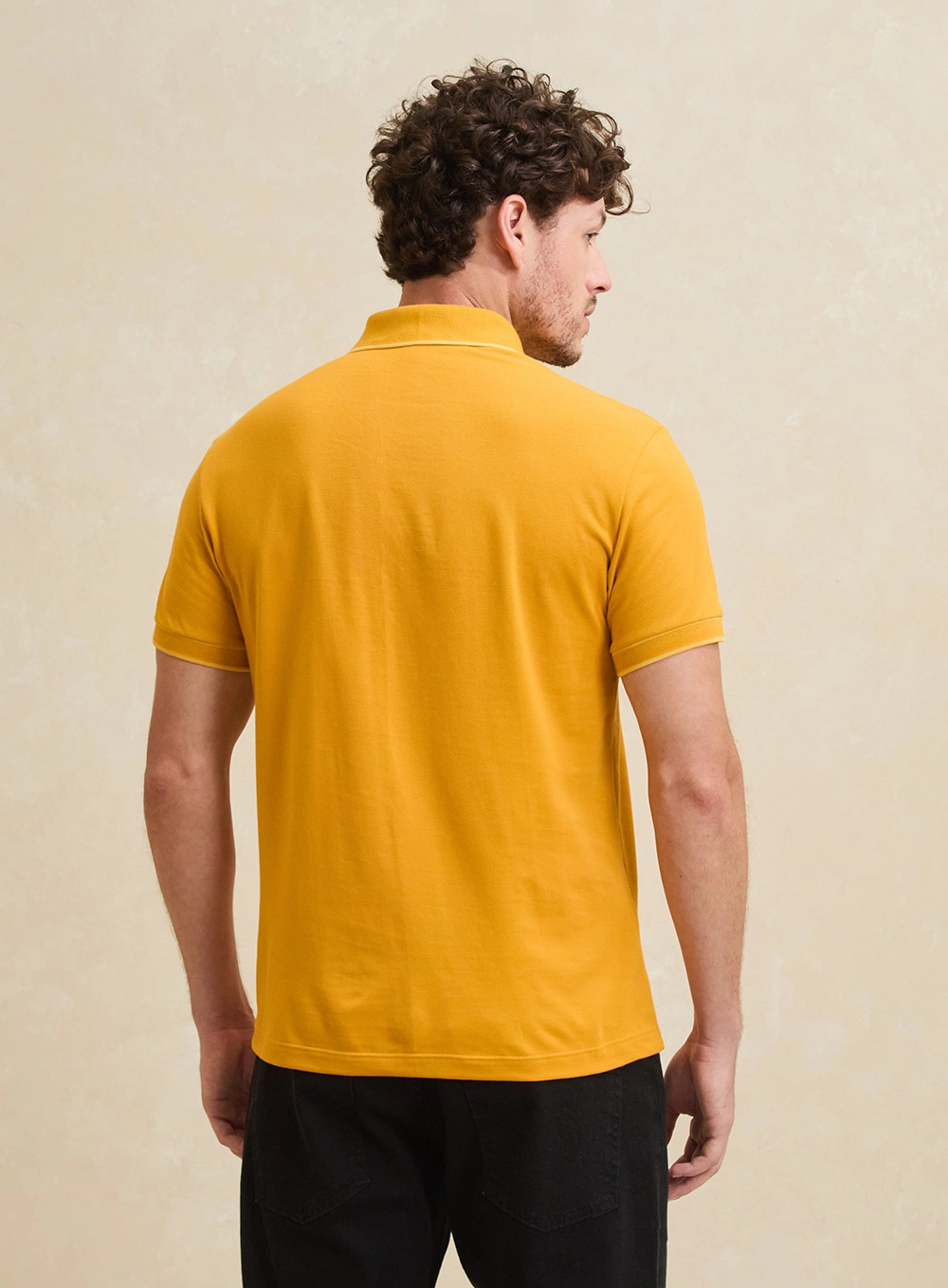 Polo Masculina Muscle Com Frisos Amarelo 2