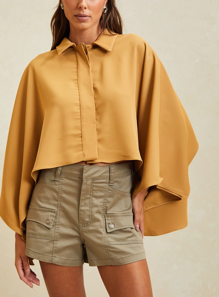 Camisa Alfaiataria Feminina Ampla Bege