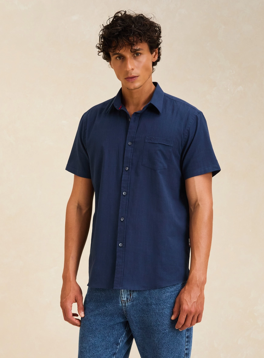 Camisa Masculina Relax Manga Curta Azul 3