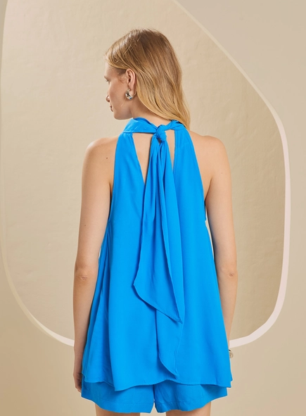 Blusa Halter Alongada Com Amarração