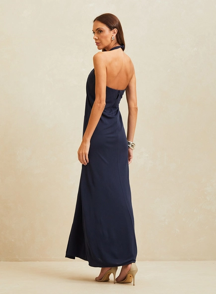 Vestido Longo Halter Com Amarração